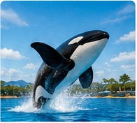 Orca whale jumping at a marine-life attraction